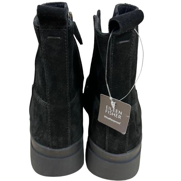 Eileen Fisher NWOB Floyd Waterproof Boot Black Size 6 Suede Leather Side Zip - Picture 4 of 9